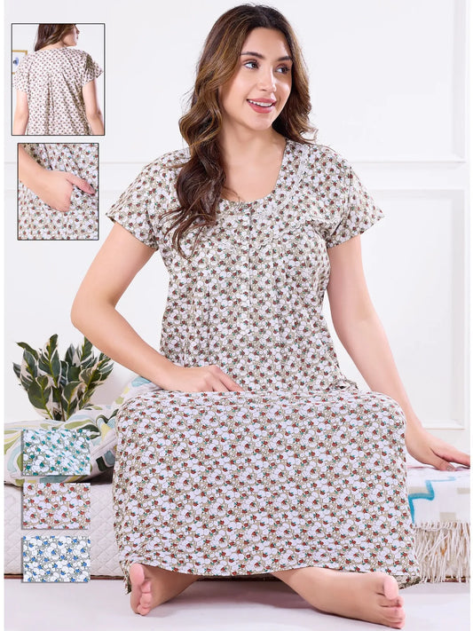 Breathable Cotton Nighty for Women – All Season Wear