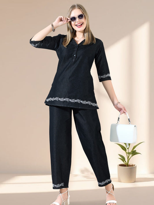 Casual Denim Black Co-Ord Set