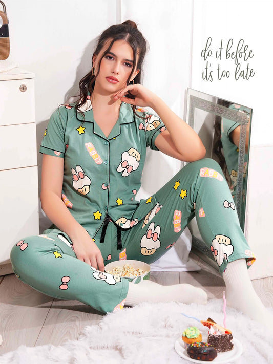 Premium Women’s Hosiery Nightsuit – Cozy, Breathable & Trendy Designs