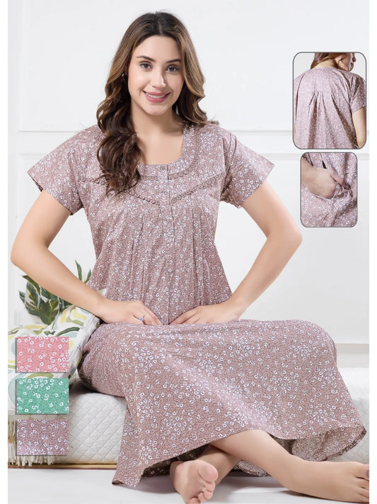 Cotton A-Line Nighty for Women – Comfortable Nightwear