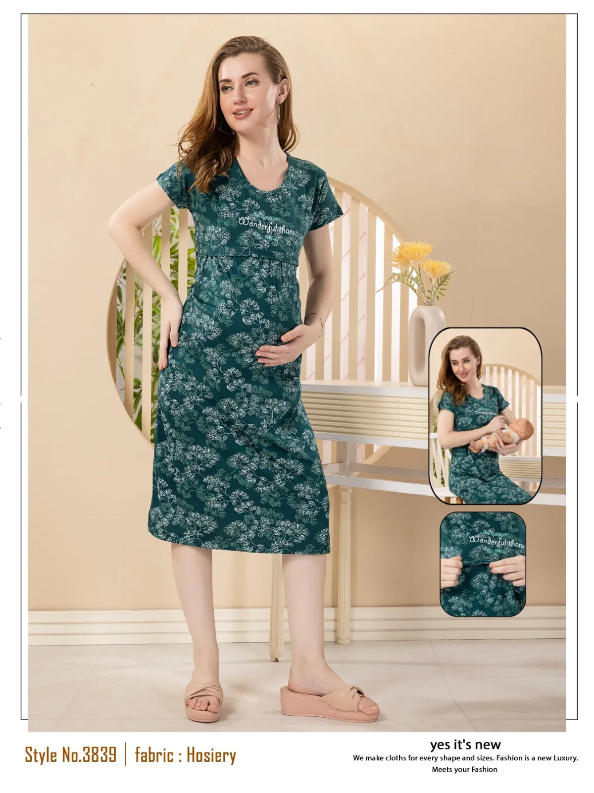 Premium Hosiery Maternity Short Nighty – Soft & Stretchable for Pregnant Moms