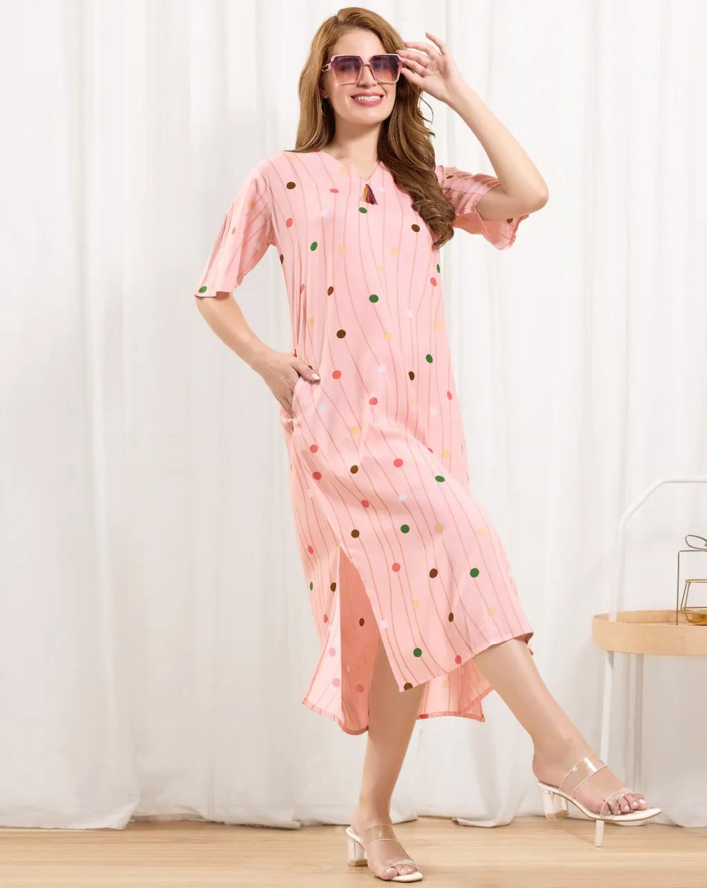 Designer Rayon Short Night Dress