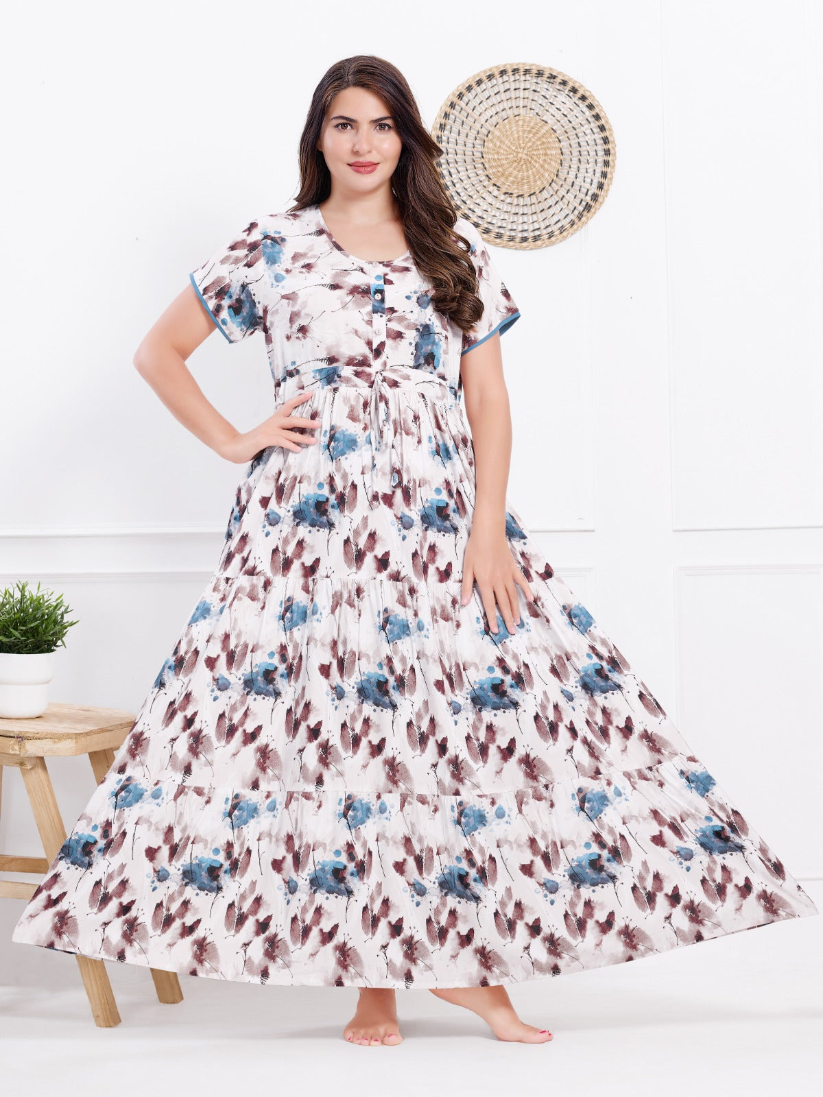 Long Rayon Nighty – Daily Wear Comfort