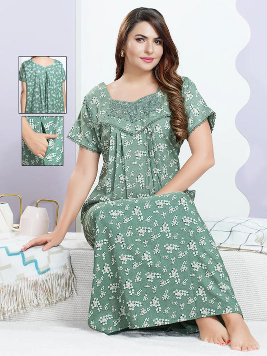 Star Neck Alpine Nighty for Women – Lightweight & Cozy Fabric