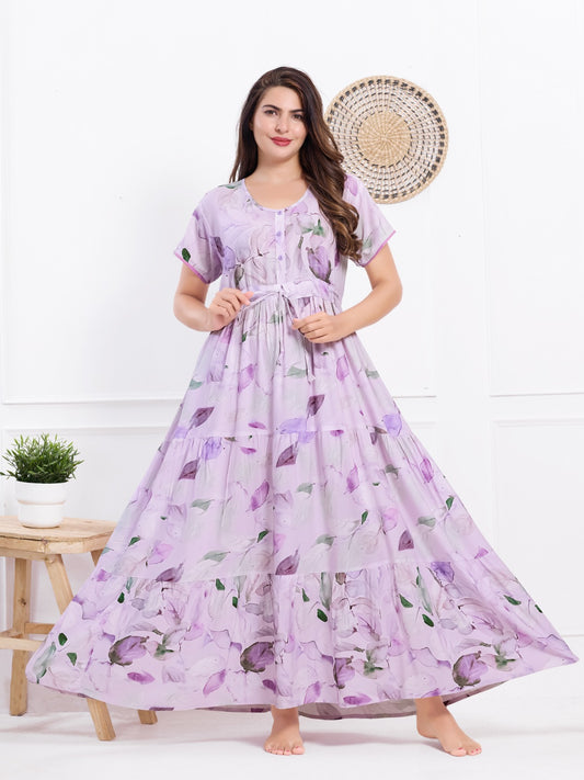 Printed Rayon Nighty – Relaxed Fit