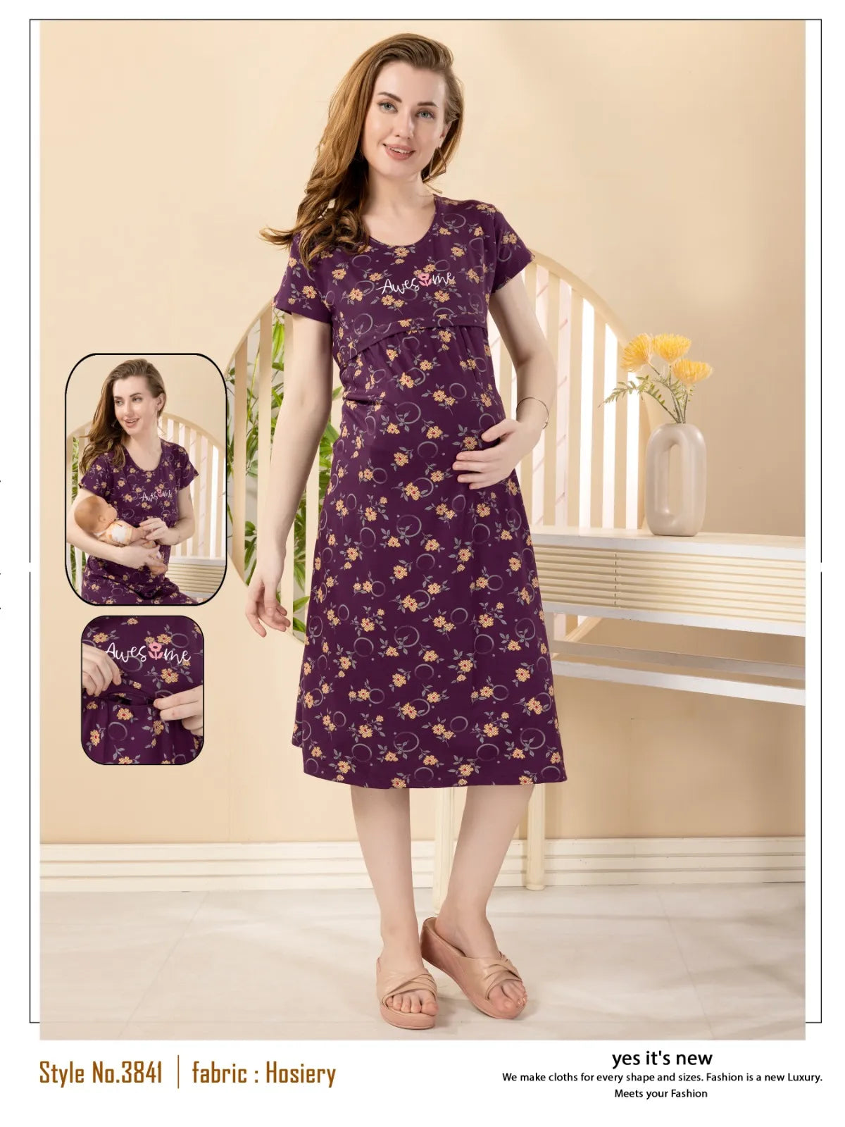 Affordable Hosiery Maternity Short Nighty – Premium Sleepwear for Moms