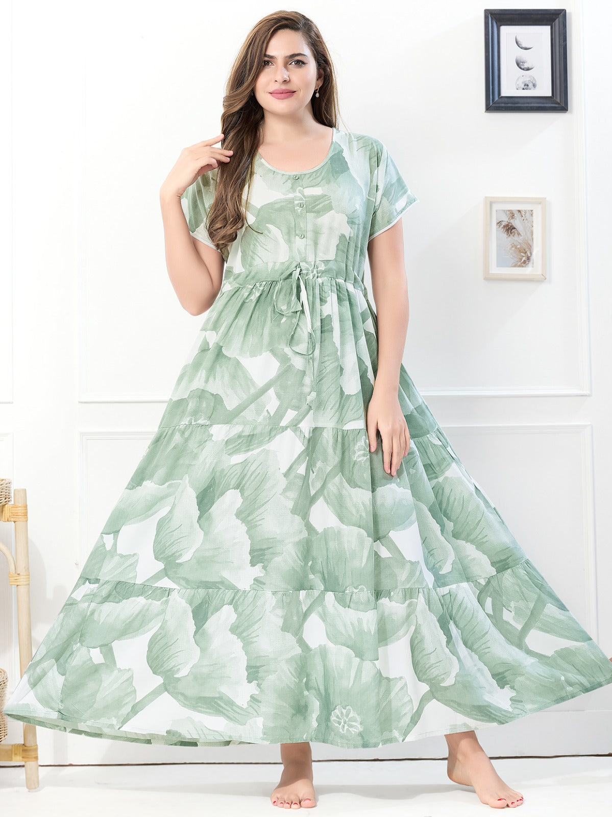 Rayon Nighty with Flare – Comfortable & Breathable Nightwear