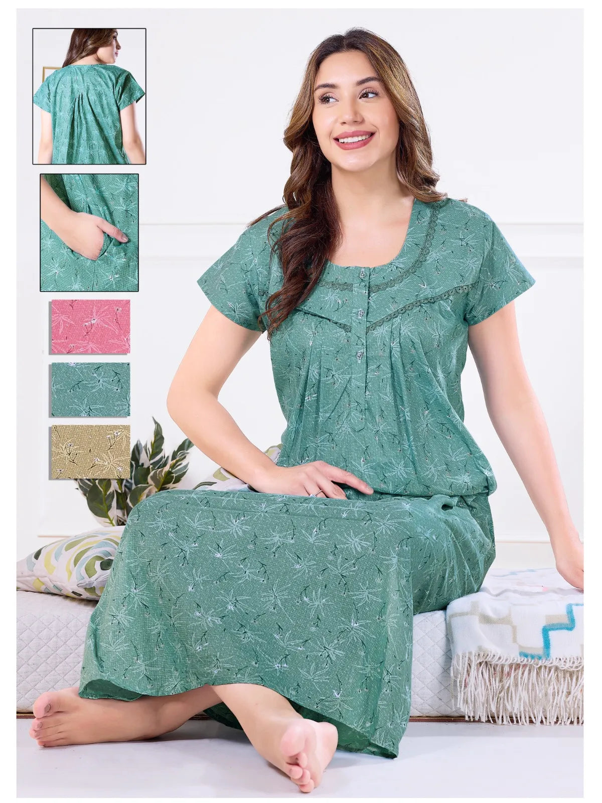 Soft Cotton Long Nighty for Women – Relaxed Fit