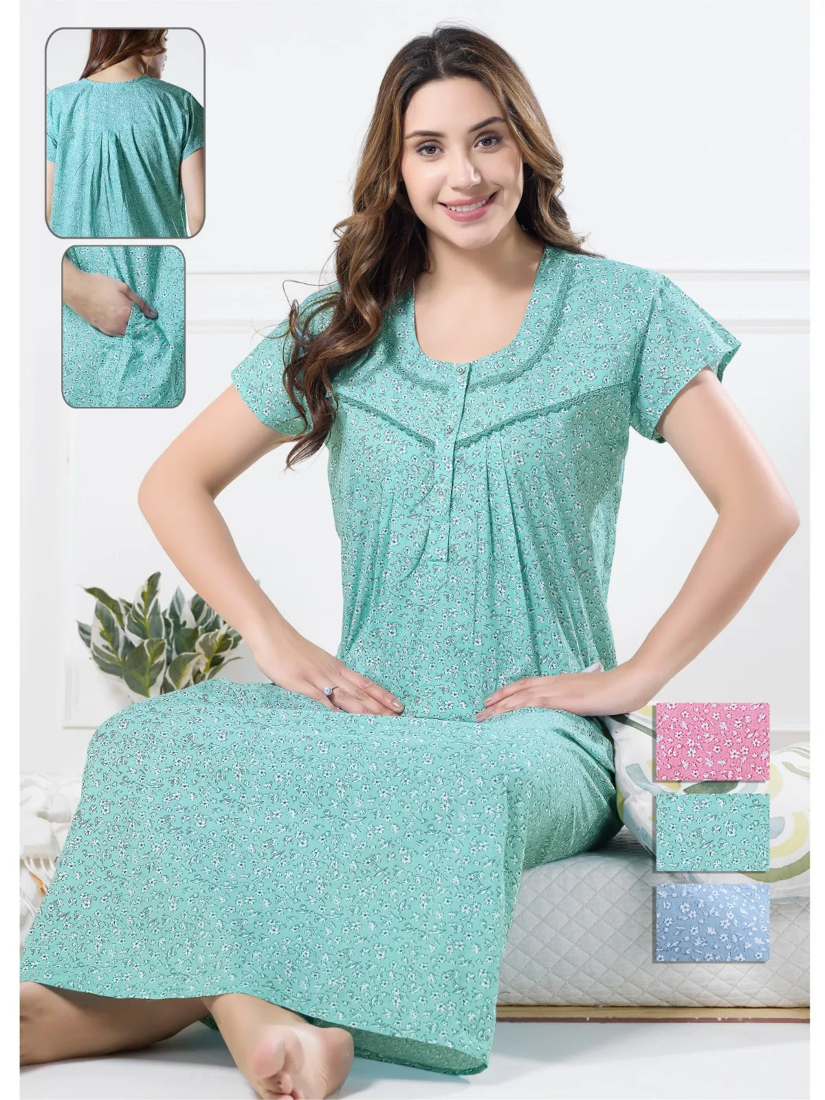 Designer Cotton Nighty – Premium Printed Collection