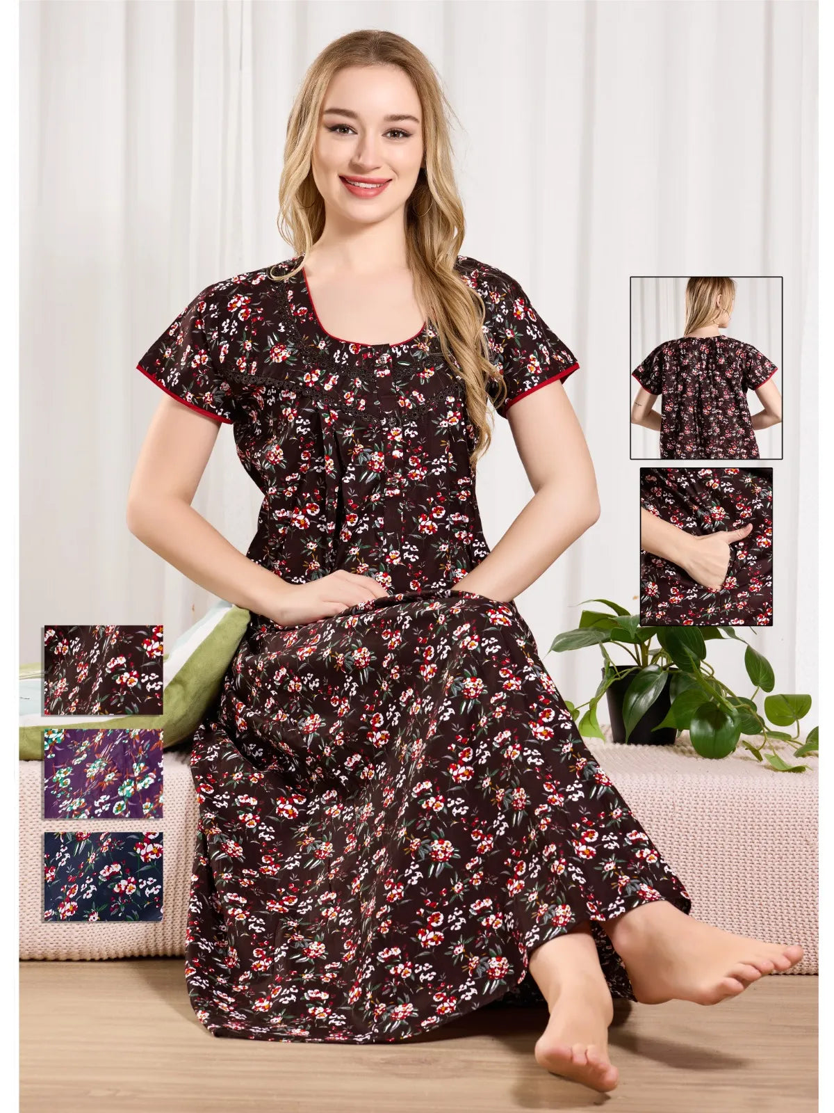 Cotton Nighty for Women with Beautiful Prints