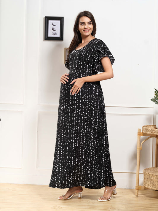 Lightweight Rayon Nursing Nighty – Cozy Maternity Wear with Zip Closure